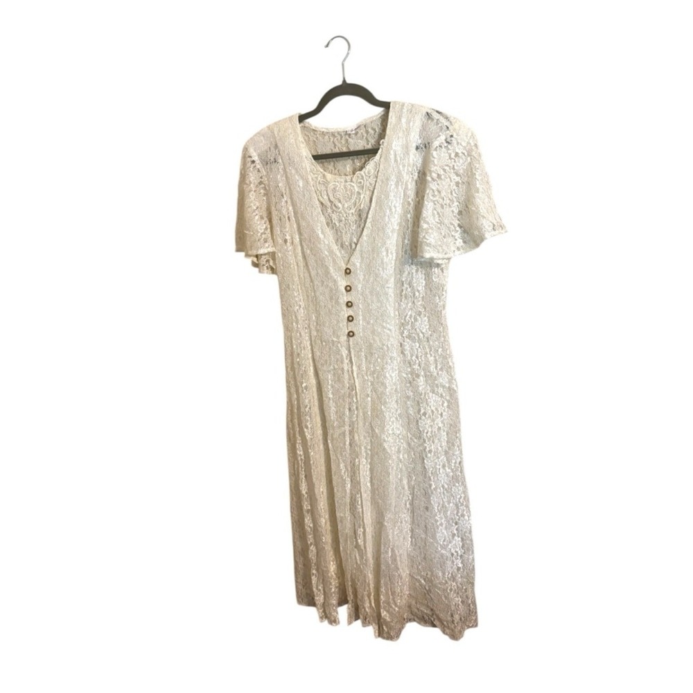 Vintage Frederick's of Hollywood White Lace Maxi Dress